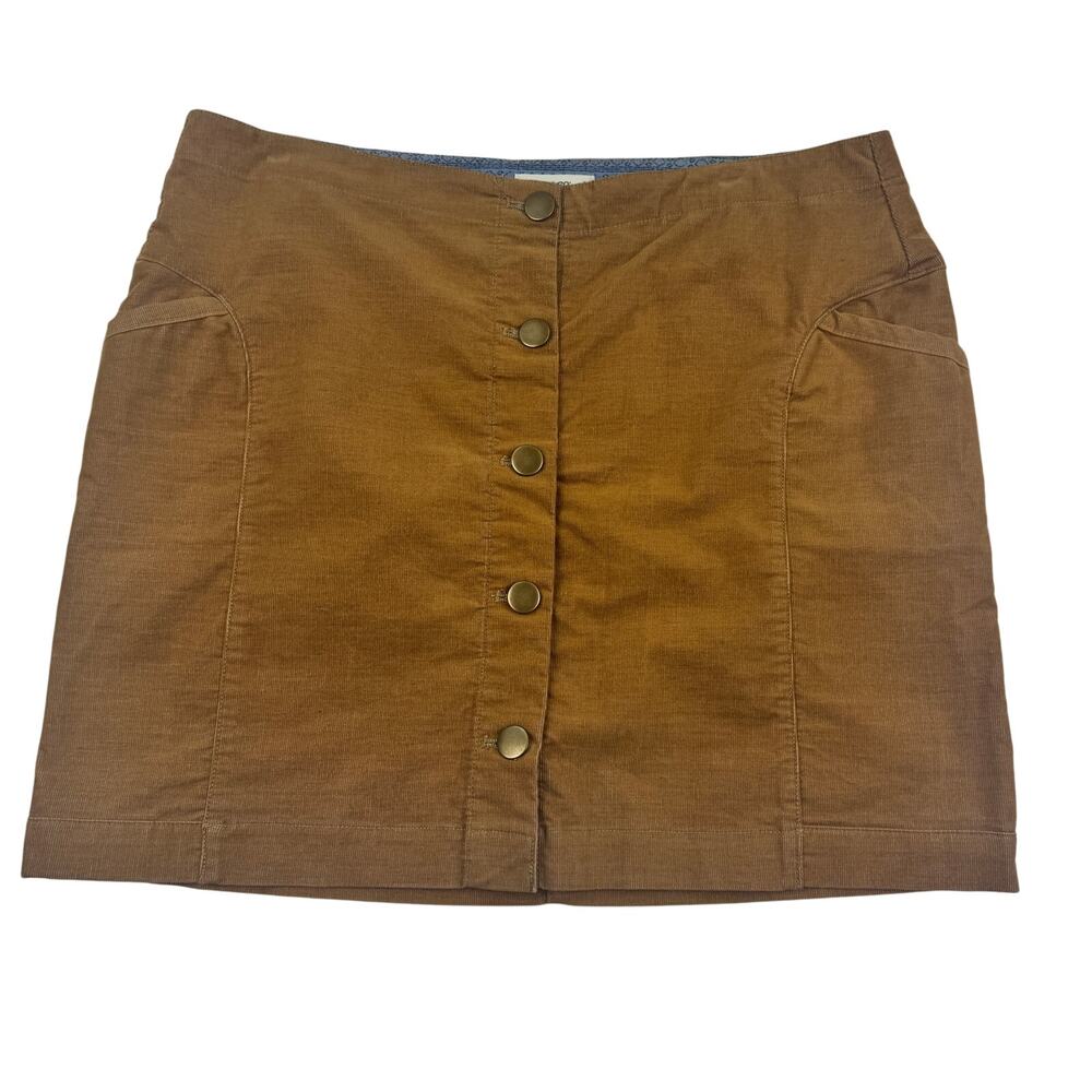 Toad & Co Boho Organic Natural Button Front Corduroy Skirt Women's Size 12